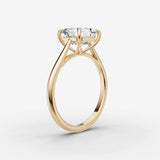 Cathedrale asscher diamond setting in gold, detail view