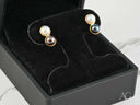 Eclipse Elegance 18K gold black and white pearl stud earrings