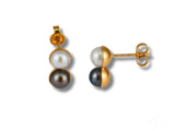Eclipse Elegance 18K gold black and white pearl earrings with studs and dangles