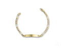 Shiny 18k solid gold Figaro chain ID bracelet with rectangular plate