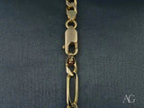 18k solid gold ID bracelet with figaro chain and lobster claw clasp