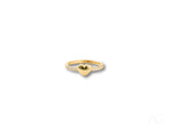 18k yellow gold CZ heart ring with pave diamonds, luxurious art gold