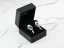 Elegant certified 18k solid gold floral diamond drop earrings in velvet box