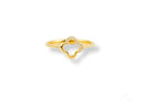 Elegant 18k flower diamond ring with gold four-leaf clover and diamonds