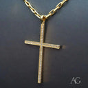 Elegant 18k gold cross pendant with CZ diamonds on chain