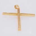 Elegant 18k gold cross pendant with CZ pave stones