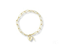 Elegant 18k gold heart-shaped lobster clasp bracelet with key charm