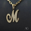 Elegant 18k solid gold letter M pendant necklace