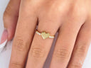 Elegant 18k gold heart ring with diamond band centerpiece