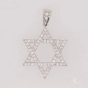 Elegant 18k white gold Star of David pendant with CZ diamonds