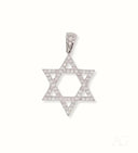 Elegant 18k white gold Star of David pendant with diamond-studded CZ