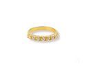 Elegant 18k yellow gold CZ ring with seven round-cut diamonds