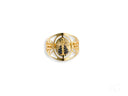 18k yellow gold CZ Nossa Senhora Aparecida ring with crowned Madonna oval
