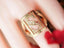Elegant 14k gold initial letter ring with embossed S and art gold signature design