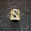Elegant personalized initial letter ring in 14k gold with ornate art gold signature design
