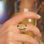 Elegant personalized initial letter ring in 14k gold with art gold signature design