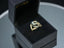 Elegant personalized initial letter ring in 14k gold with ornate art gold signature design