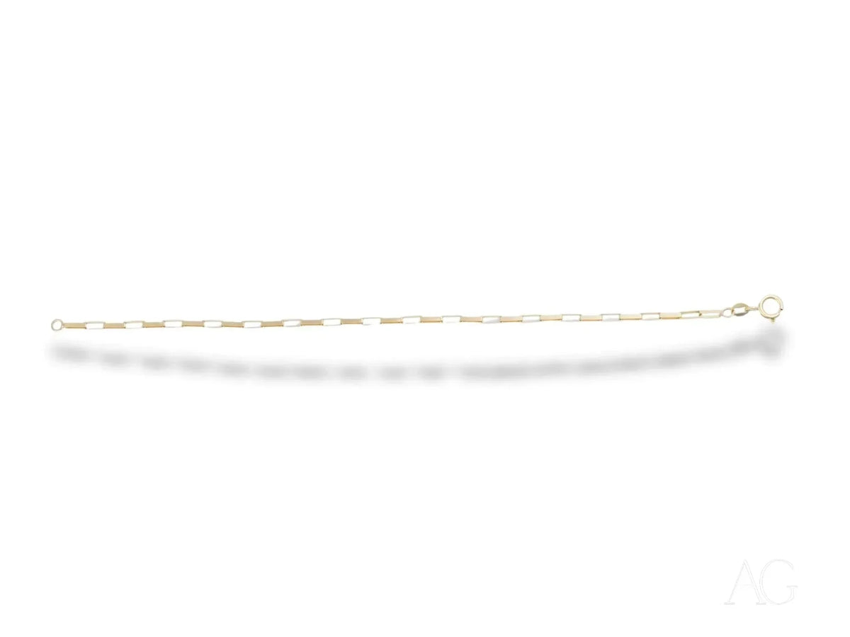 Delicate solid 18k gold brick link bracelet with spring ring lock