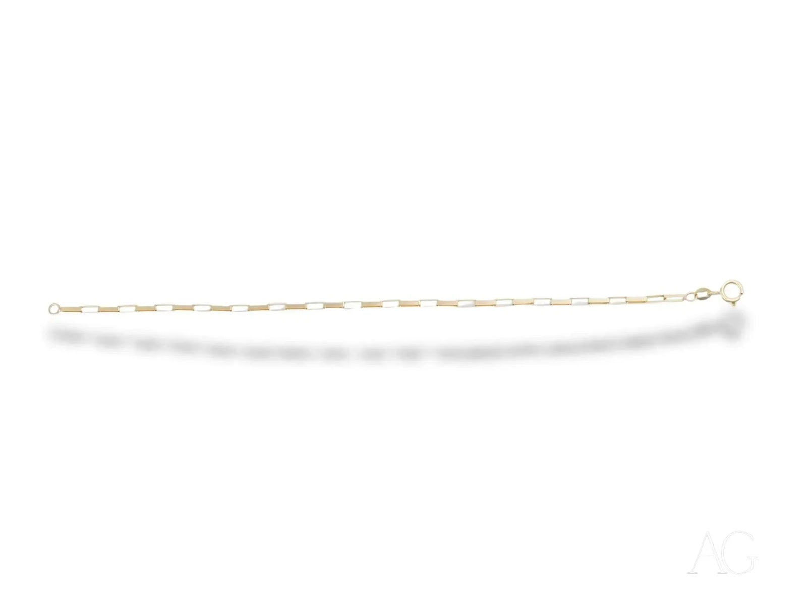 Delicate solid 18k gold brick link bracelet with spring ring lock