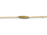 Shiny solid 18k gold kids ID bracelet with customizable heart nameplate