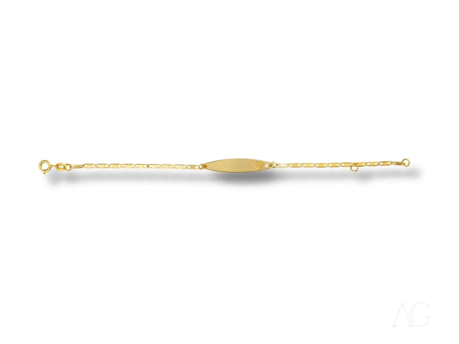 Elegant solid 18k gold kids ID bracelet with customizable oval plate