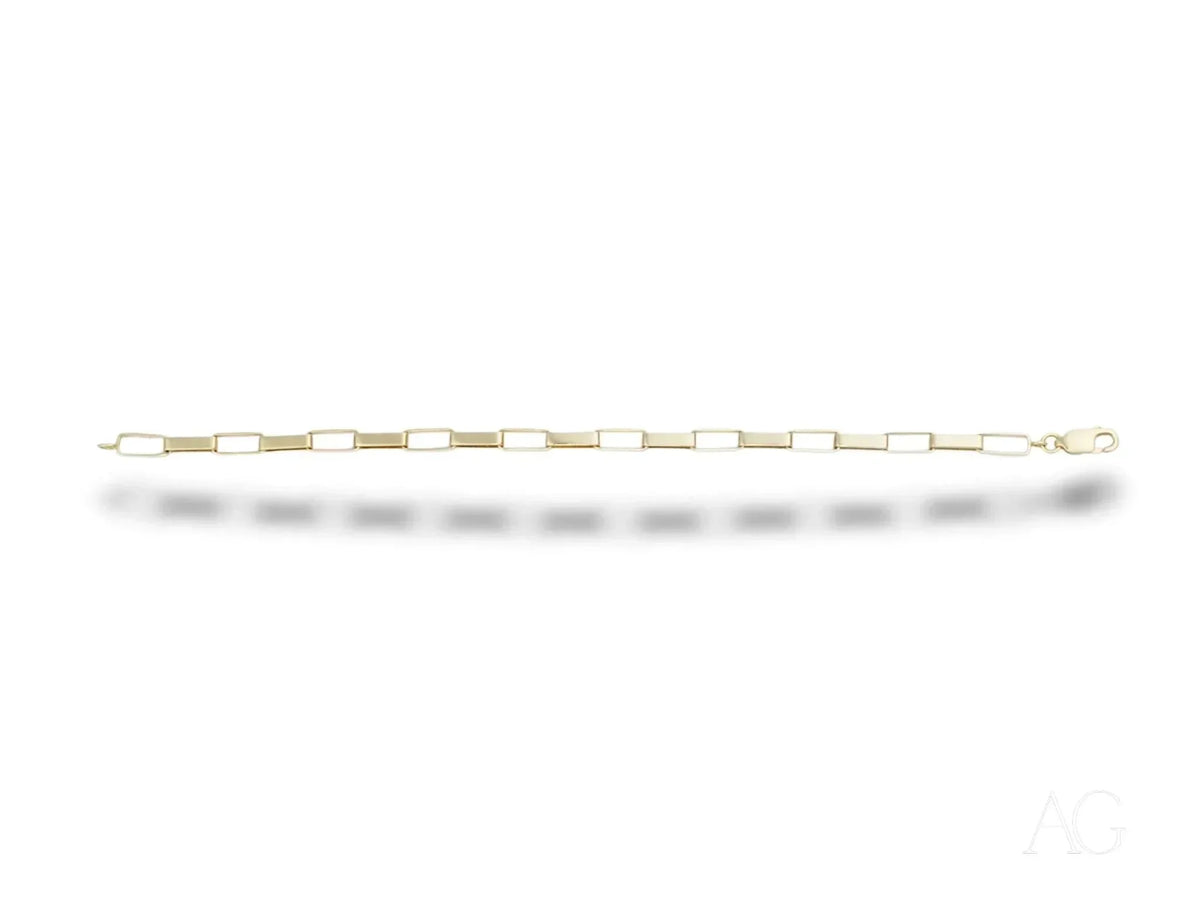 Shiny solid 18k gold kids bracelet with lobster lock and brick link design