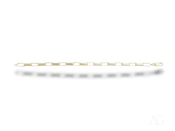 Shiny solid 18k gold kids bracelet with lobster lock and brick link design
