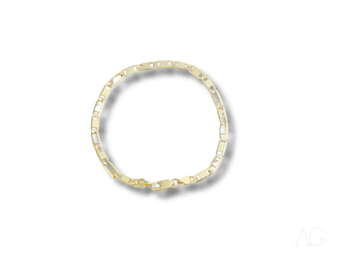 Elegant solid 18k gold piastrine link bracelet with thin clasp