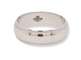 Elegant white 18k gold wedding band with milgrain edges