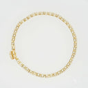 Elegant yellow gold tennis bracelet with rectangular zirconia diamonds