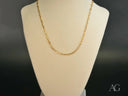 Delicate golden 18K art gold paperclip chain necklace on mannequin