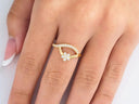 18k yellow gold CZ flower ring with sparkling diamond pavé band