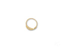 18k yellow gold CZ flower ring with delicate wavy band and clear stones