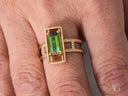 18k gold green tourmaline slide-on ring with rectangular gemstone