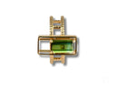 18k gold green tourmaline slide-on ring with baguette-cut gem