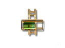 18k gold green tourmaline slide-on ring with emerald cut gem