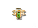 18k gold green tourmaline slide-on ring with rectangular gemstone