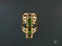 18k gold ring with baguette-cut green tourmaline slide-on top