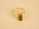 18k gold green tourmaline slide-on ring with rectangular gemstone
