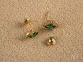 Emerald Halo: 18K Gold Green CZ Earrings