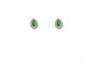 Emerald Halo: 18K Gold Green CZ Teardrop Stud Earrings