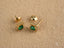 Emerald Aura Halo Stud Earrings with Green Cubic Zirconia and Gold Finish