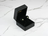 Emerald Radiance 18k Gold Green CZ Halo Stud Earrings in Velvet Box