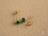 Emerald Radiance 18k gold green CZ stud earrings with green cubic zirconia