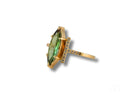 Emerald Whisper 18K gold green tourmaline marquise ring with pavé diamonds