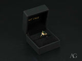 Emerald Whisper 18K gold green tourmaline ring in open black gift box