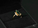 Emerald Whisper 18K gold green tourmaline marquise-cut ring with diamonds
