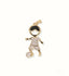 Elegant 18k solid gold gold pendant doll with diamond accents and black enamel hair