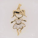 Enchanting 18k solid gold pendant doll with CZ stones