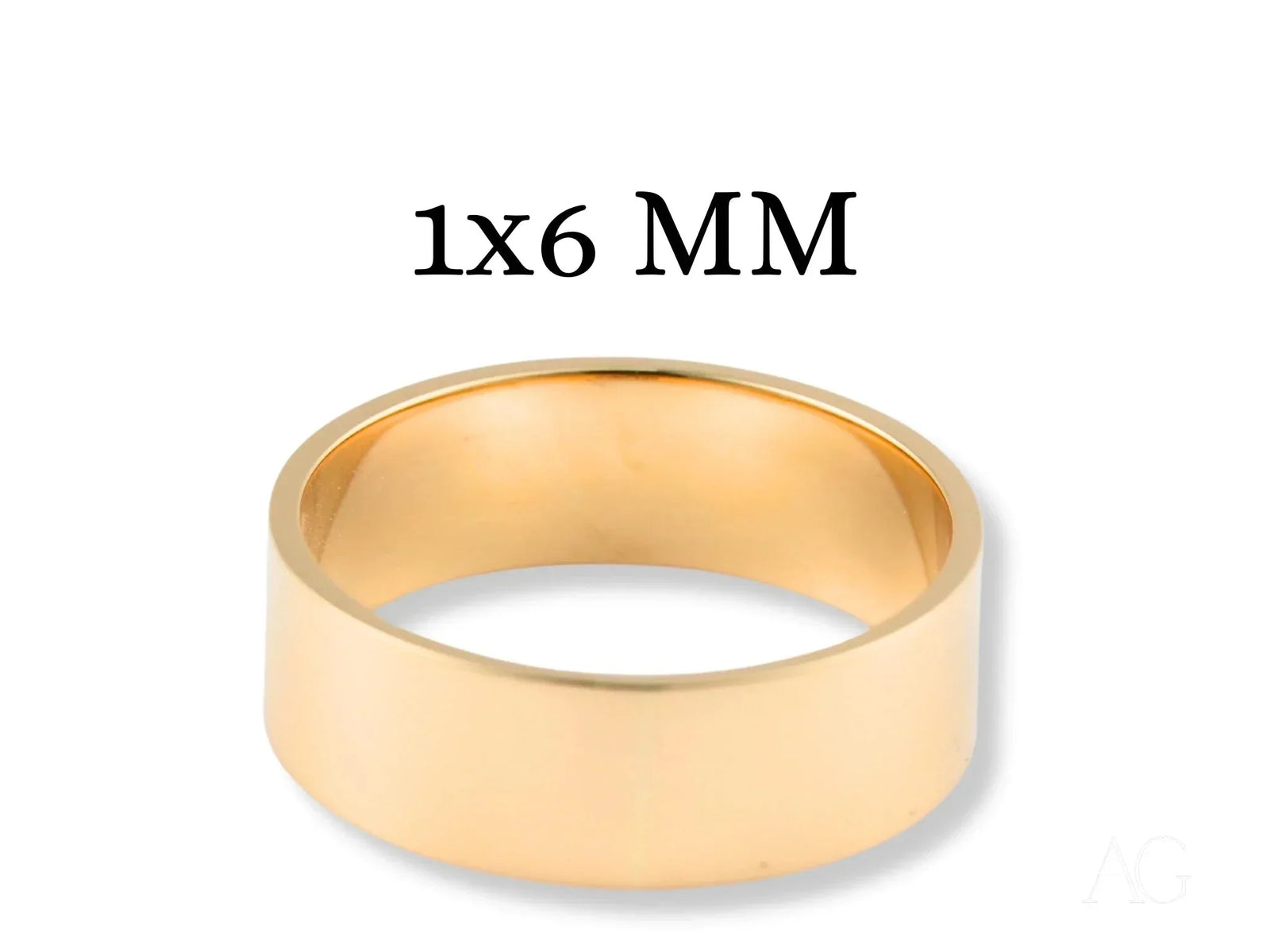 Essence Linea 6mm flat plain gold band ring, 1x6 mm art gold jewelry
